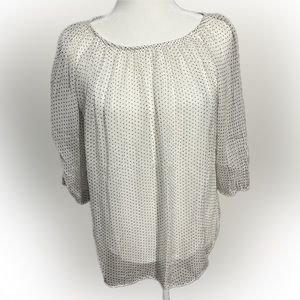 Viola Borghi Micro Dot 100% Silk Blouse Size L Made in Italy GUC